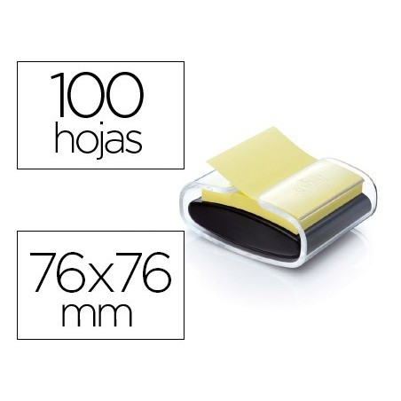 Soporte bloc de notas adhesivas quita y pon post-it super sticky z notes color negro con 1 bloc 76x76 mm