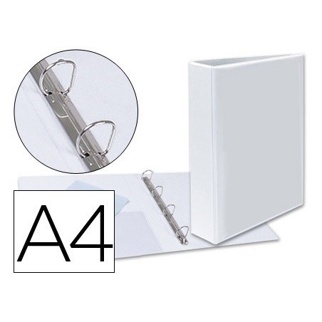 Carpeta canguro 4 anillas mixtas 40mm esselte a4 plastico blanca