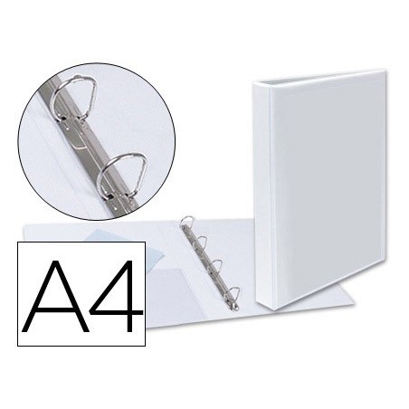 Carpeta canguro 4 anillas mixtas 25mm esselte a4 plastico blanca
