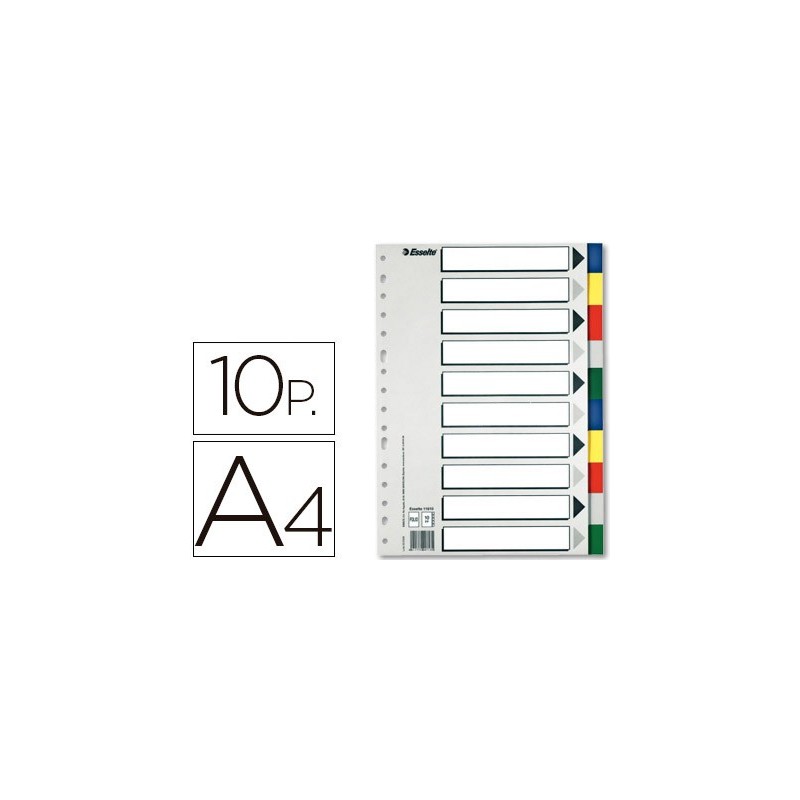 Separador esselte plastico juego de 10 separadores din a4 con 5 colores multitaladro