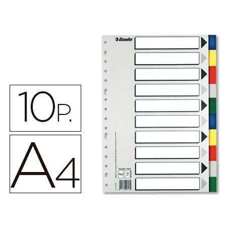Separador esselte plastico juego de 10 separadores din a4 con 5 colores multitaladro