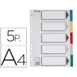 Separador esselte plastico juego de 5 separadores din a4 con 5 colores multitaladro