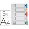 Separador esselte plastico juego de 5 separadores din a4 con 5 colores multitaladro