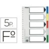 Separador esselte plastico juego de 5 separadores folio con 5 colores multitaladro