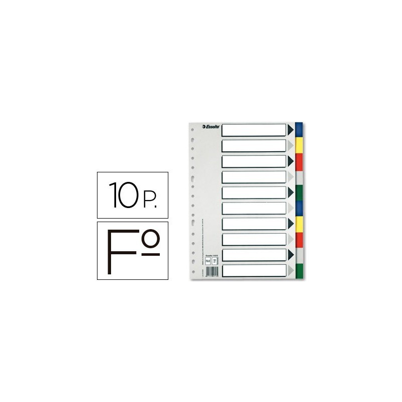 Separador esselte plastico juego de 10 separadores folio con 5 colores multitaladro
