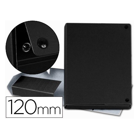Carpeta proyectos pardo folio lomo 120 mm carton forrado negro con broche
