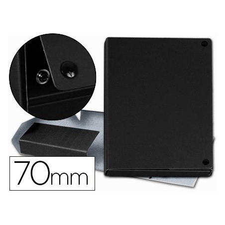 Carpeta proyectos pardo folio lomo 70 mm carton forrado negro con broche