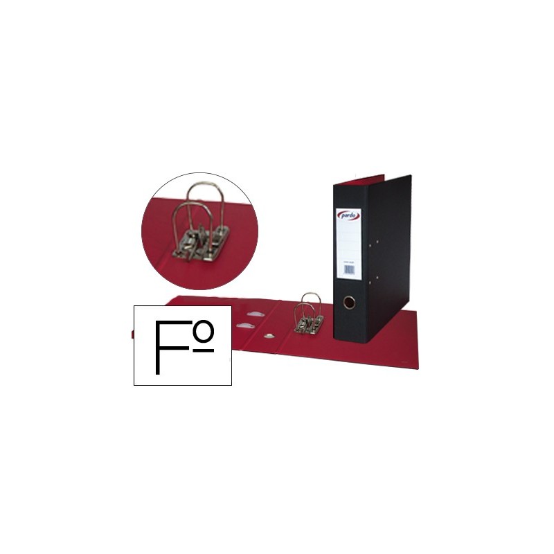 Archivador de palanca pardo folio plastico 2 anillas de 70 mm color negro