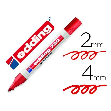 Rotulador edding punta fibra 750 rojo punta redonda 2-4 mm