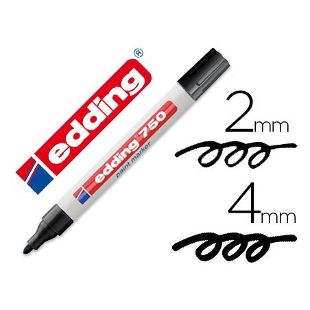 Rotulador edding punta fibra 750 negro punta redonda 2-4 mm