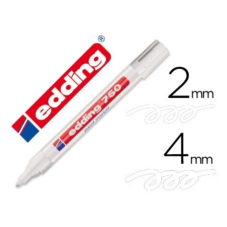 Rotulador edding punta fibra 750 blanco punta redonda 2-4 mm