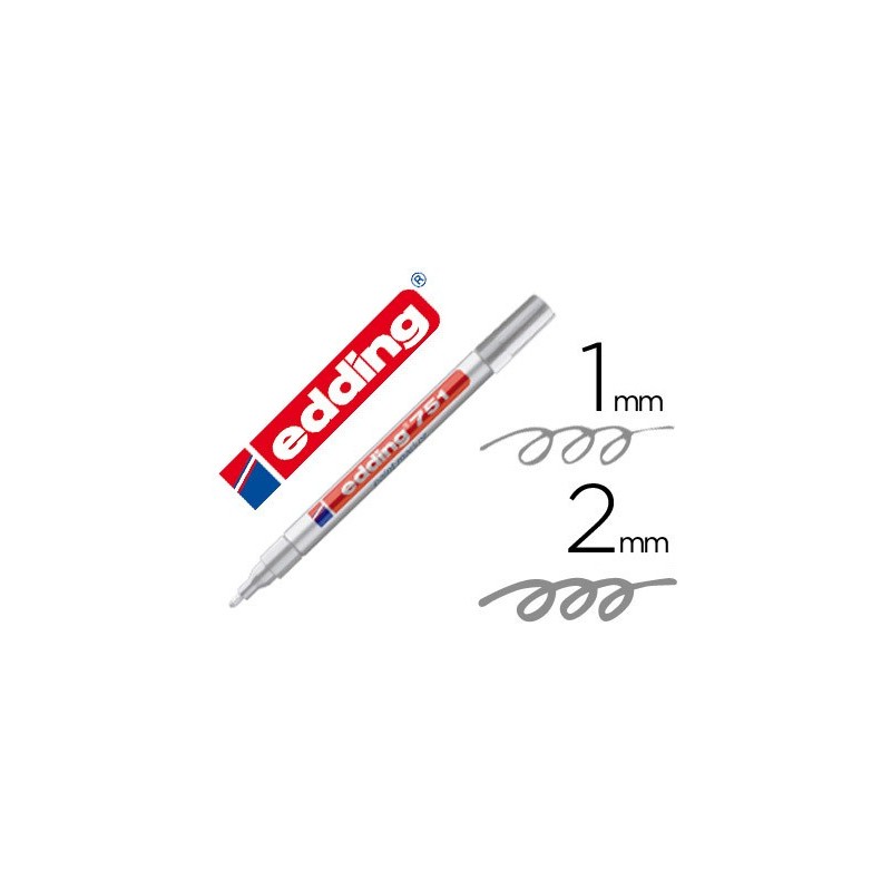 Rotulador edding punta fibra 751 plata punta redonda 1-2 mm Rotulador edding punta fibra 751 plata punta redonda 1-2 mm
