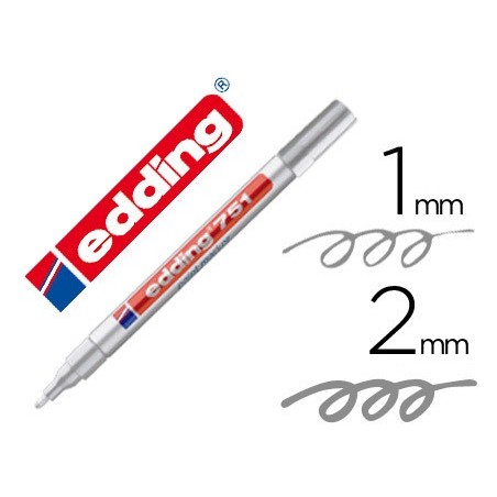 Rotulador edding punta fibra 751 plata punta redonda 1-2 mm
