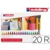 Rotulador edding punta fibra 1200 caja metalica 20 unidades colores surtidos punta redonda 0,5 mm