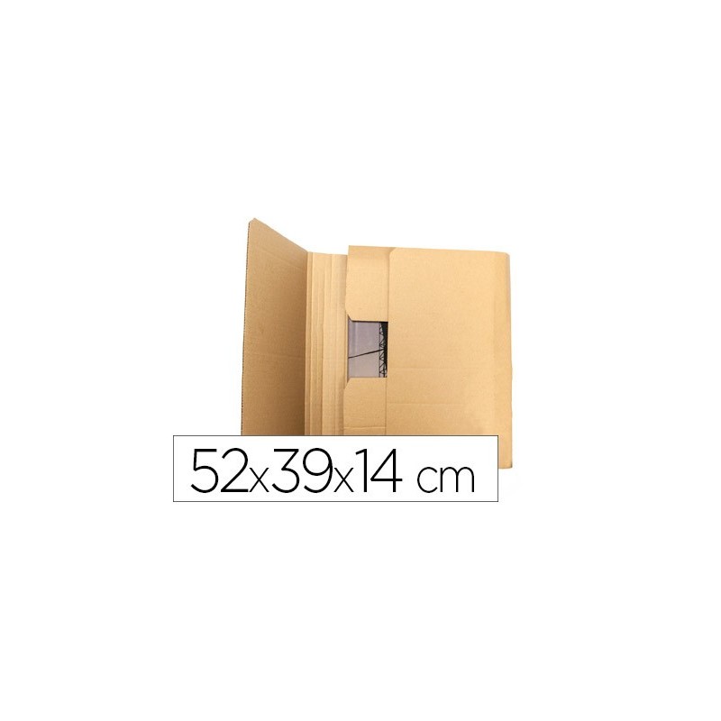 Caja para embalar libros q-connect carton reciclado canal simple 3 mm color kraft 520x390x140 mm