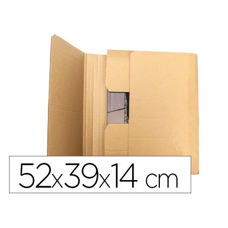 Caja para embalar libros q-connect carton reciclado canal simple 3 mm color kraft 520x390x140 mm