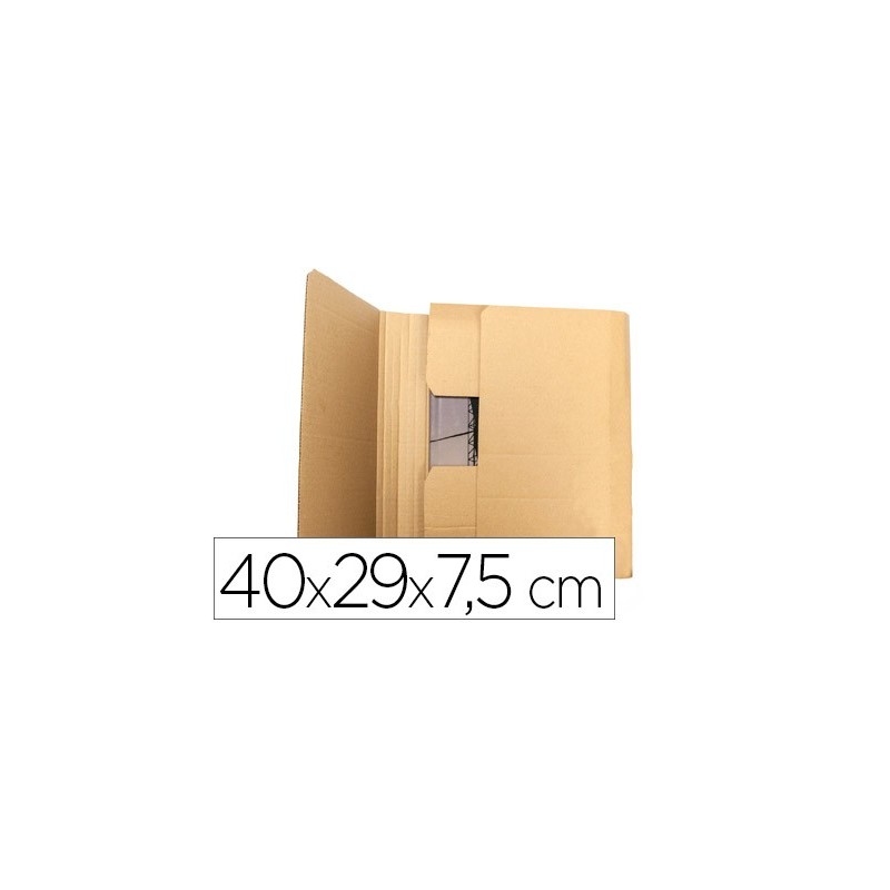 Caja para embalar libros q-connect carton reciclado canal simple 3 mm color kraft 400x290x75 mm