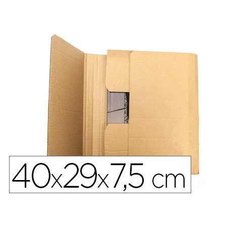 Caja para embalar libros q-connect carton reciclado canal simple 3 mm color kraft 400x290x75 mm