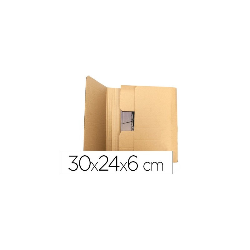 Caja para embalar libros q-connect carton reciclado canal simple 3 mm color kraft 300x240x60 mm