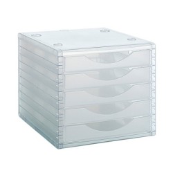 Fichero cajones de sobremesa archivo 2000 260x270x340 mm apilables 5 cajones transparente translucido