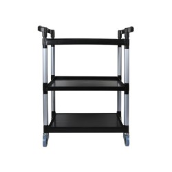Carro de servicio multifuncional q-connect 3 estantes de polipropileno 830x420x970 mm