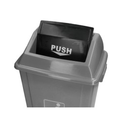 Papelera contenedor q-connect plastico con tapa de balancin 40 litros gris 410x280x610 mm