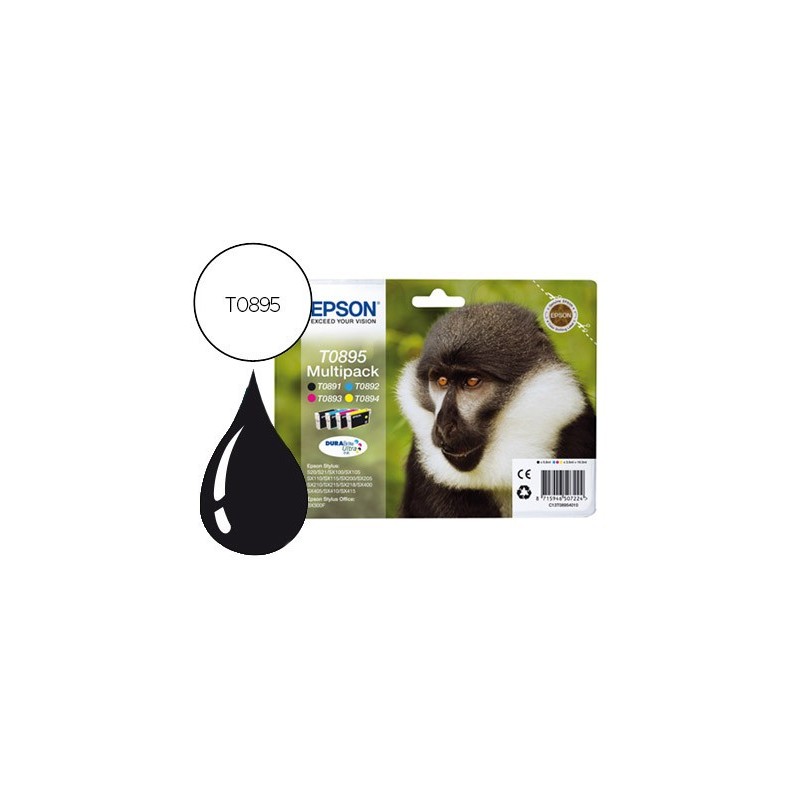 Ink-jet epson t0895 multipack stylus s21/ sx100/sx105/ sx115/sx215/sx218/ sx400/sx40/ sx415 bx300 negro