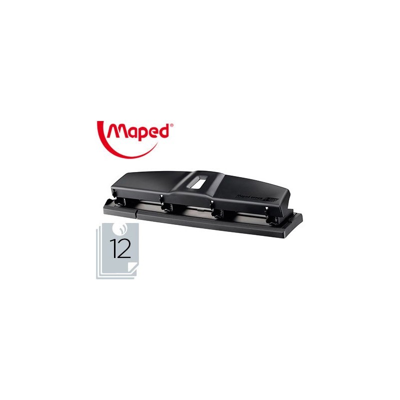 Taladrador maped essentials metal 4 taladros capacidad 12 hojas color negro Taladrador maped essentials metal 4 taladros capacidad 12 hojas color negro