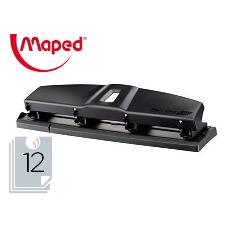 Taladrador maped essentials metal 4 taladros capacidad 12 hojas color negro