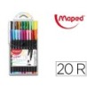 Rotulador maped punta de metal graph peps fine liner estuche de 20 colores surtidos
