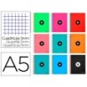 Cuaderno espiral a5 micro antartik tapa forrada120h 90gr cuadro 5mm 5 bandas 6 taladros colores surtidos