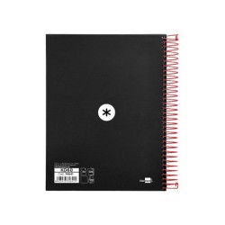 Cuaderno espiral a5 micro antartik tapa forrada 120h 90g liso con bandas 6 taladros color negro