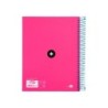 Cuaderno espiral a5 micro antartik tapa forrada 120h 90 gr liso con bandas 6 taladros color rosa fluor