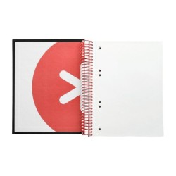 Cuaderno espiral a5 micro antartik tapa forrada 120h 90g liso con bandas 6 taladros color negro