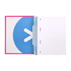 Cuaderno espiral a5 micro antartik tapa forrada 120h 90 gr liso con bandas 6 taladros color rosa fluor