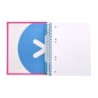 Cuaderno espiral a5 micro antartik tapa forrada 120h 90 gr liso con bandas 6 taladros color rosa fluor
