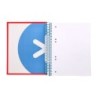 Cuaderno espiral a5 micro antartik tapa forrada 120h 90g liso con bandas 6 taladros color rojo