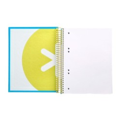 Cuaderno espiral a5 micro antartik tapa forrada 120h 90g liso con bandas 6 taladros color azul