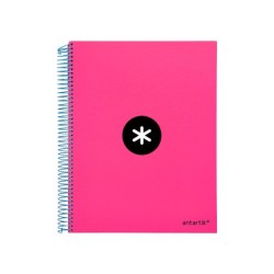 Cuaderno espiral a4 micro antartik tapa forrada 120h 90 gr liso con bandas 4 taladros color rosa fluor