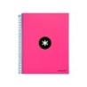Cuaderno espiral a4 micro antartik tapa forrada 120h 90 gr liso con bandas 4 taladros color rosa fluor