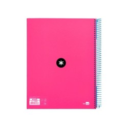 Cuaderno espiral a4 micro antartik tapa forrada 120h 90 gr liso con bandas 4 taladros color rosa fluor