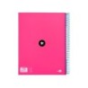 Cuaderno espiral a4 micro antartik tapa forrada 120h 90 gr liso con bandas 4 taladros color rosa fluor