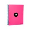 Cuaderno espiral a4 micro antartik tapa forrada 120h 90 gr liso con bandas 4 taladros color rosa fluor