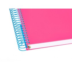 Cuaderno espiral a4 micro antartik tapa forrada 120h 90 gr liso con bandas 4 taladros color rosa fluor