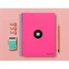 Cuaderno espiral a4 micro antartik tapa forrada 120h 90 gr liso con bandas 4 taladros color rosa fluor