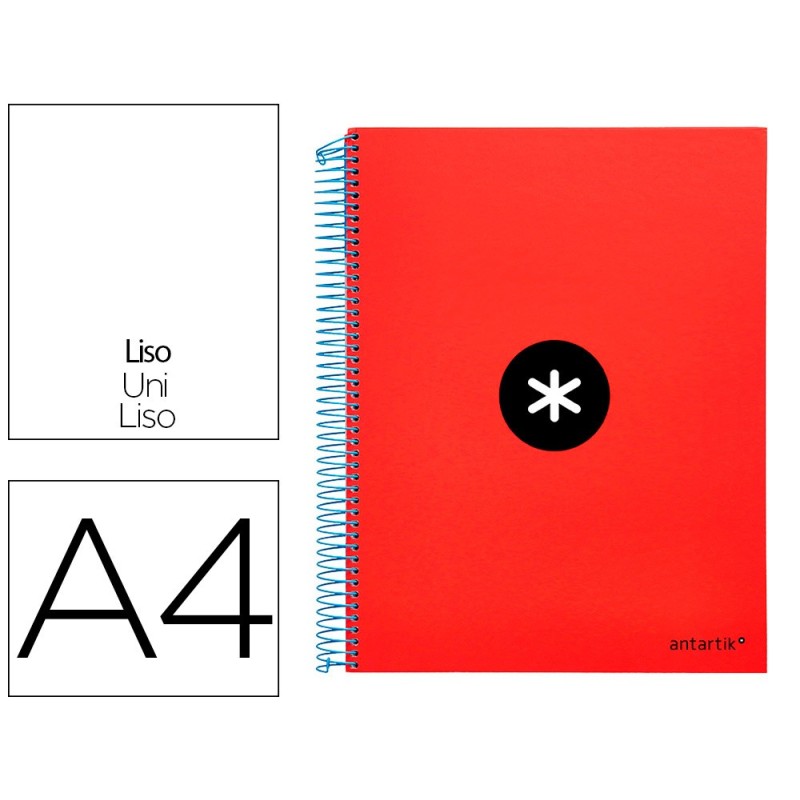 Cuaderno espiral a4 micro antartik tapa forrada 120h 90 gr liso con bandas 4 taladros color rojo Cuaderno espiral a4 micro antartik tapa forrada 120h 90 gr liso con bandas 4 taladros color rojo