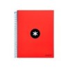 Cuaderno espiral a4 micro antartik tapa forrada 120h 90 gr liso con bandas 4 taladros color rojo