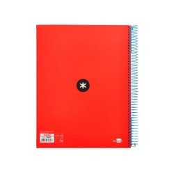 Cuaderno espiral a4 micro antartik tapa forrada 120h 90 gr liso con bandas 4 taladros color rojo