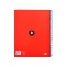 Cuaderno espiral a4 micro antartik tapa forrada 120h 90 gr liso con bandas 4 taladros color rojo