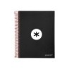 Cuaderno espiral a5 micro antartik tapa forrada120h 90 gr cuadro 5mm 5 bandas6 taladros color negro